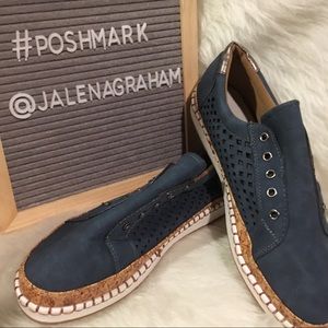 Blue suede tennis shoes